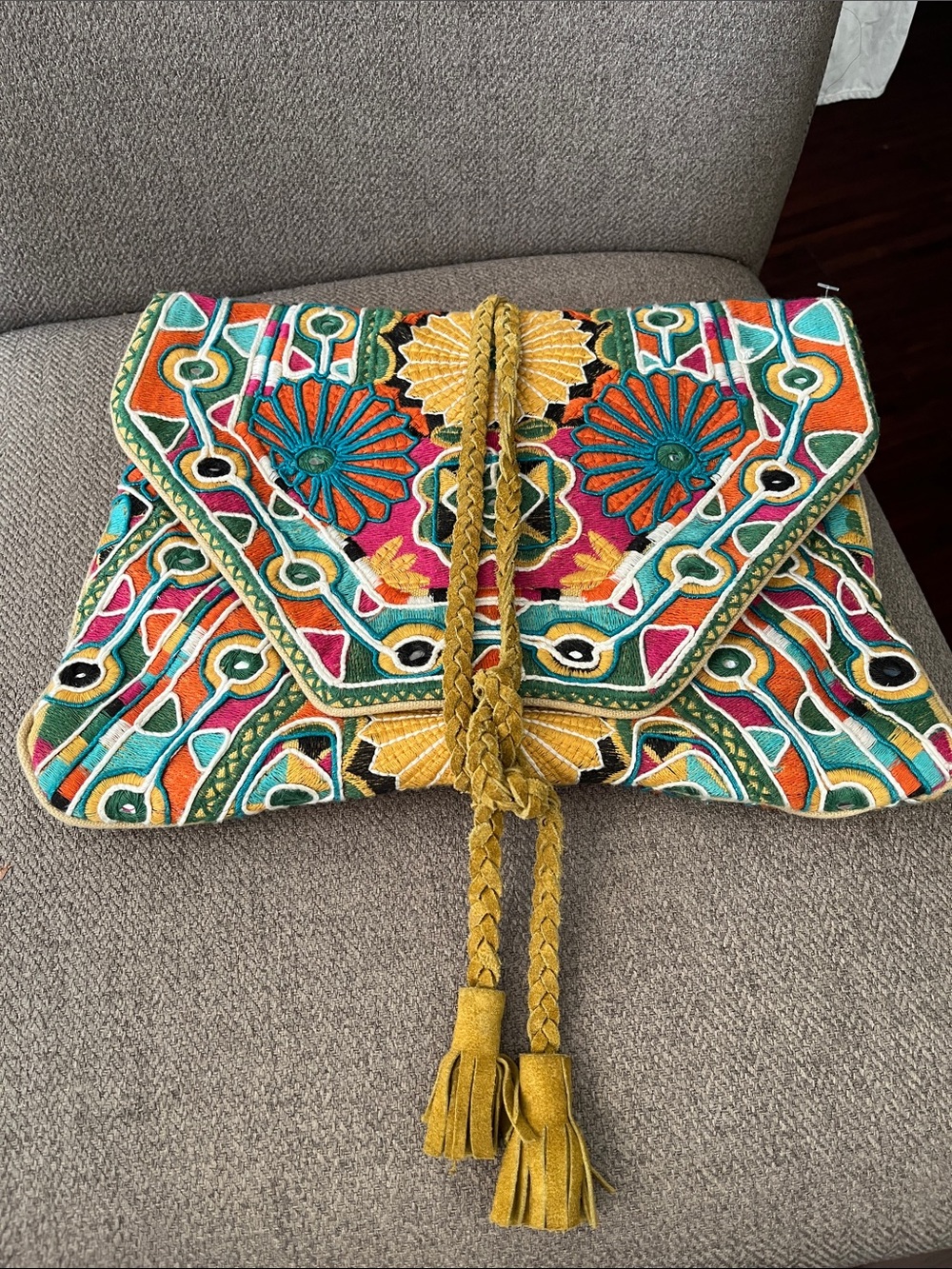 Antik Batik Embroided Envelope Clutch